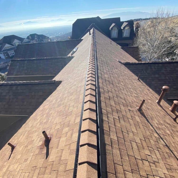 Roof ridgeline with valley panorama